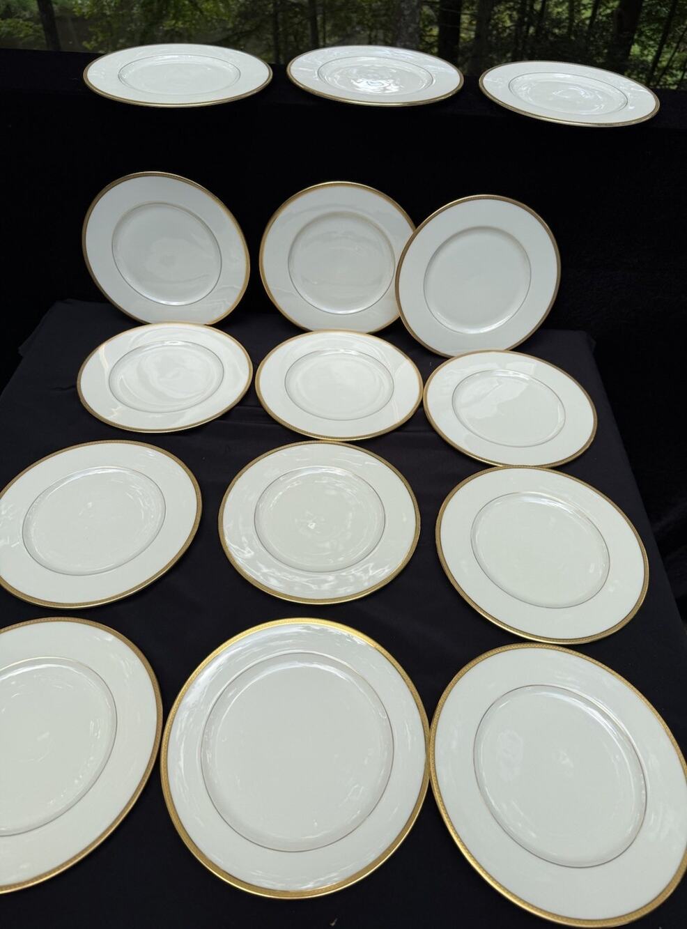 Vintage Lenox S-62 Set Of 15 Ivory and Gold 8.5” Dessert Bread Plates EUC!